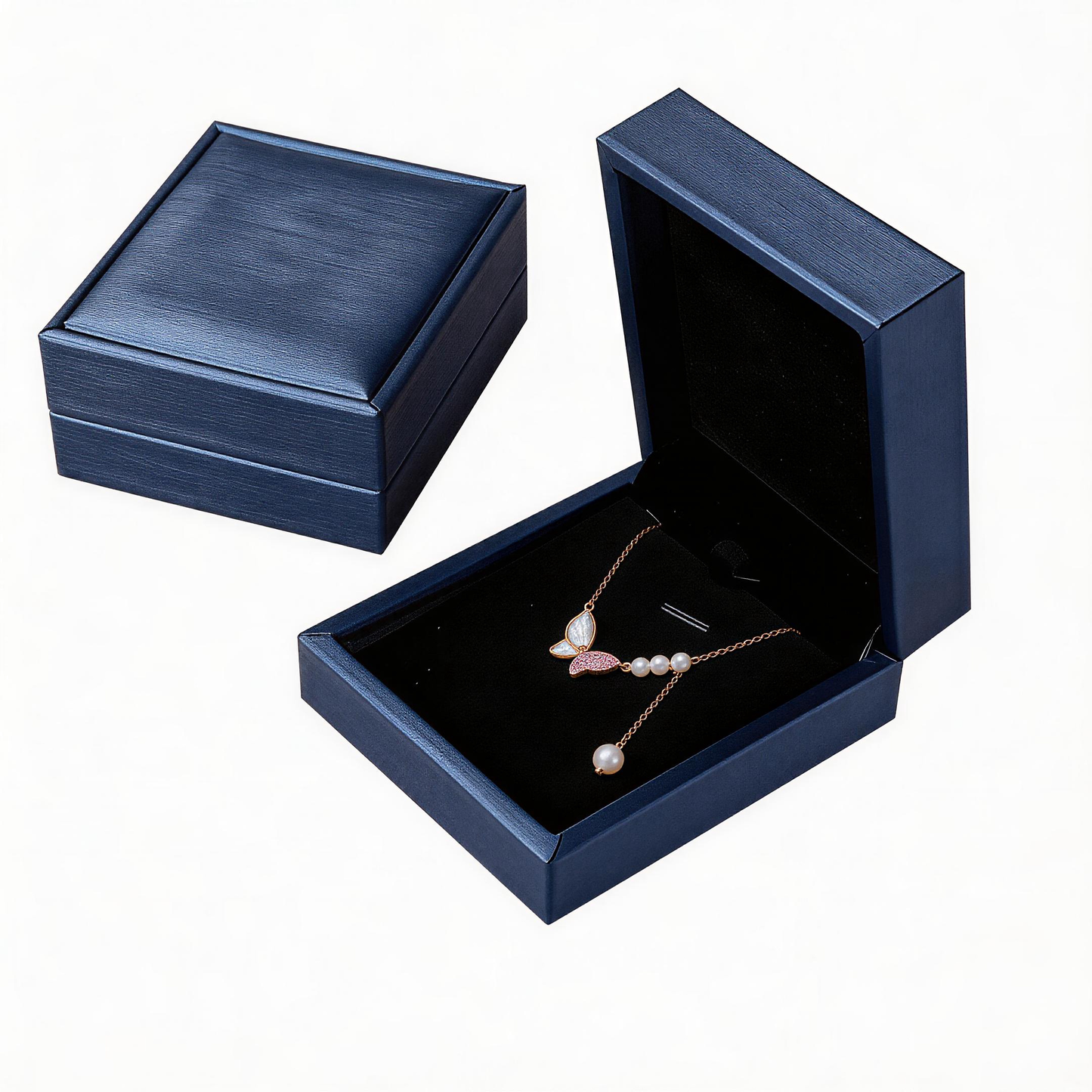 Leweivi™ Dreamy Butterfly & Shell Pearl Necklace in 925 Silver - Elegant Blue/Pink Floral Jewelry
