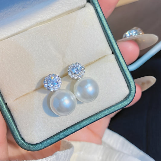 Instant Luxe Pearl & cubic zirconia Stud Earrings,Elevate Your Essence in Seconds