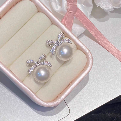 Boucles d'oreilles élégantes en forme de nœud : boucles d'oreilles scintillantes en zircone et perles