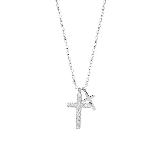 Collier élégant avec pendentif croix en argent sterling et zircon scintillant