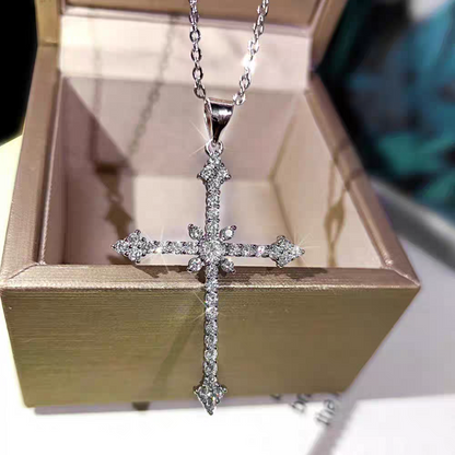 Collier croix épais en argent sterling avec strass - Pure Street Cred