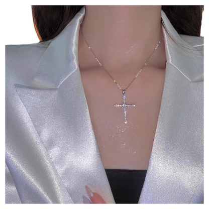 Collier croix épais en argent sterling avec strass - Pure Street Cred