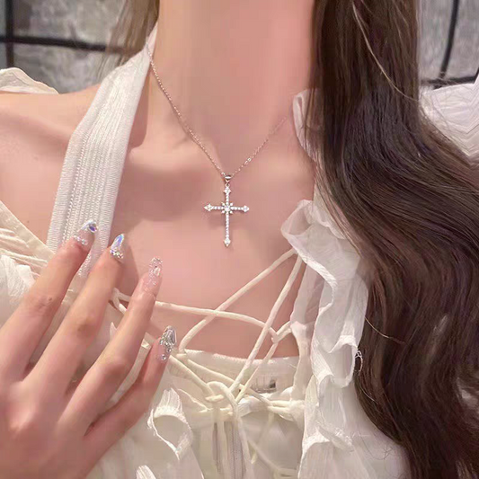 Collier croix épais en argent sterling avec strass - Pure Street Cred