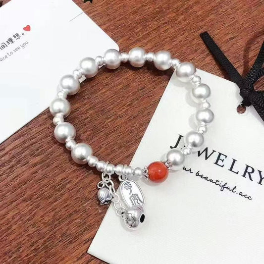 Handmade Sterling Silver 999.9 & Agate Blessing Bracelet