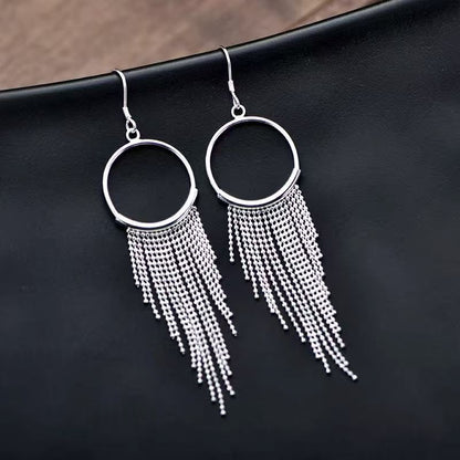 Boucles d'oreilles à franges fluides en argent sterling 990 fabriquées à la main