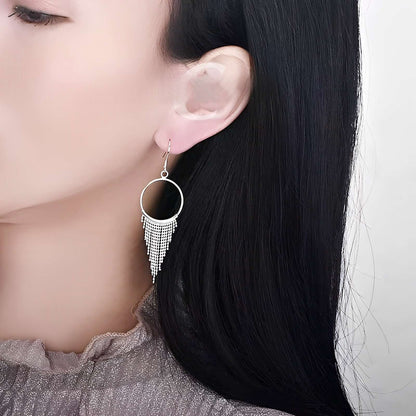 Boucles d'oreilles à franges fluides en argent sterling 990 fabriquées à la main