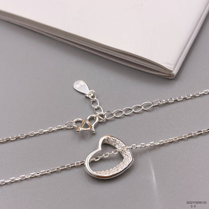 Collier en argent sterling fait main avec pendentif cœur en oxyde de zirconium scintillant - Cadeau d'amour intemporel