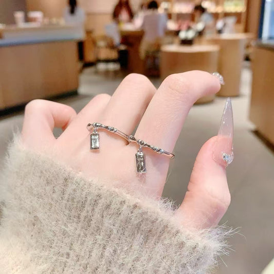 Fortune Bar Pendant Ring - Handmade Sterling Silver Luck Charm