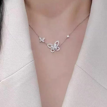 Collier pendentif papillon en argent sterling 925 et oxyde de zirconium, fabriqué à la main