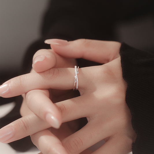 Handcrafted 925 Sterling Silver Interwoven Leaf Adjustable Ring - Nature Inspired Botanical Jewelry
