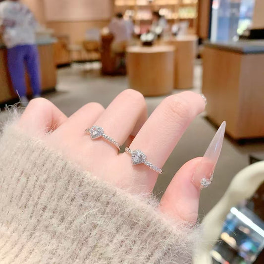 Whispering Heart Ring | Handmade 925 Silver with Sparkling CZ Solitaire