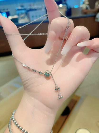 Collier pendentif sphère en émail et argent sterling 925 fait main – Bijou artisanal