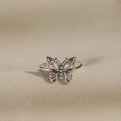 Handcrafted Sterling Silver Butterfly Ring Adjustable | Delicate 925 Silver Jewelry | Nature-Inspired Elegance