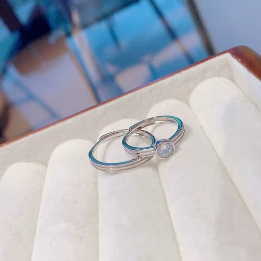 Handcrafted "Lock You In" 925 Sterling Silver & Zirconia Couple's Ring Set - Timeless Symbol of Your Love 2 pieces