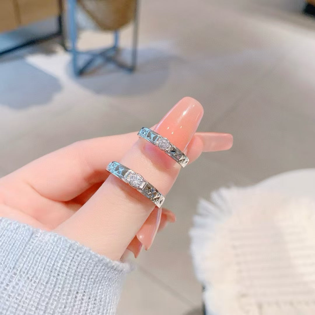 Handmade 925 Sterling Silver Carved Floral Kiss Couple's Ring Set – Where Art Meets Everlasting Love 2 pieces