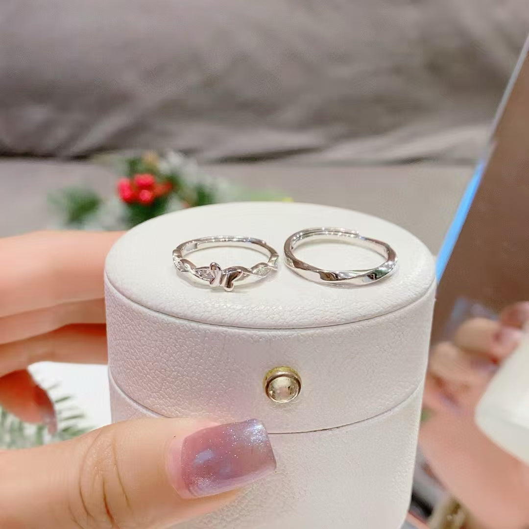 Whispers of Forever: Hand-Forged Sterling Silver Butterfly Lover’s Couple’s Rings 2 pieces