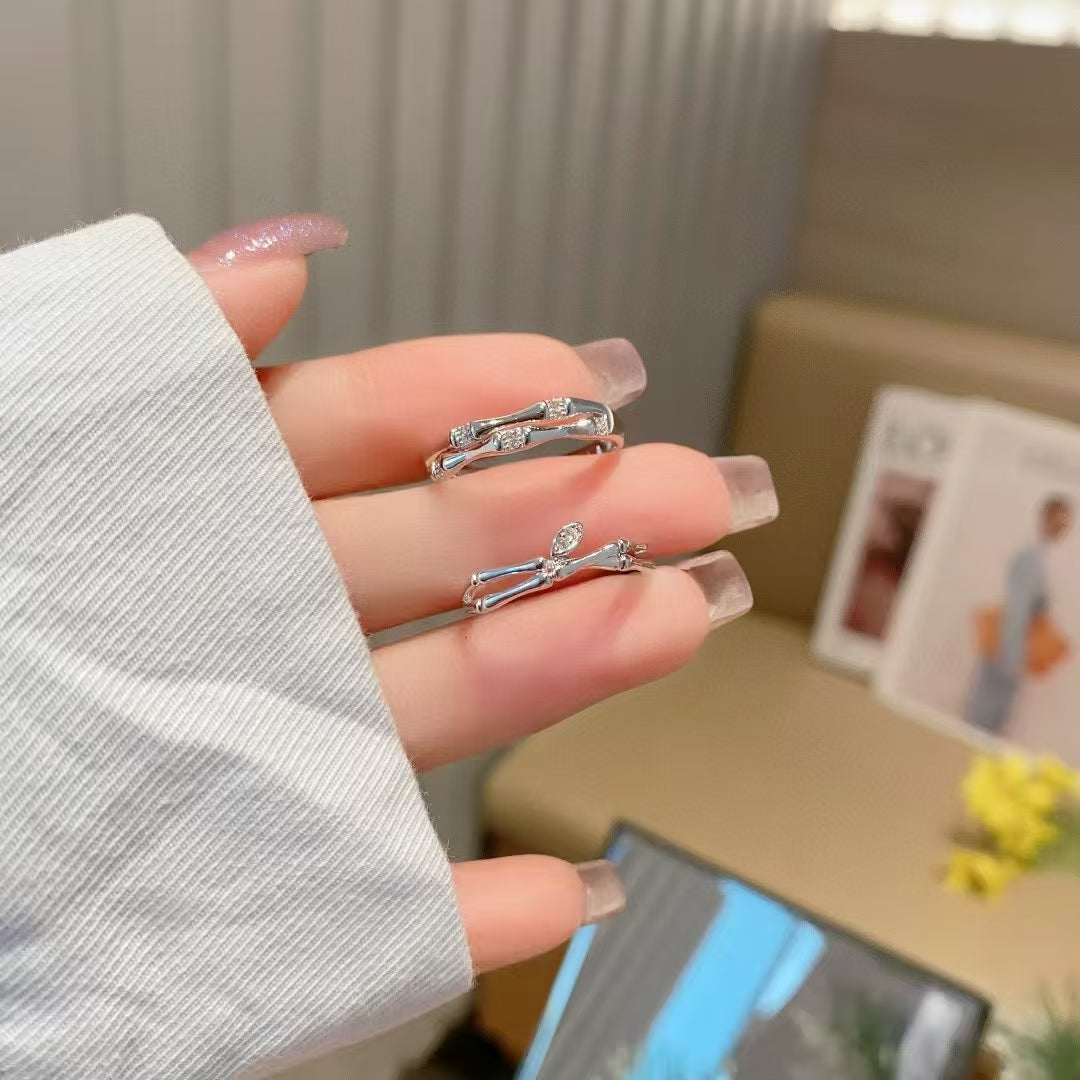 Handcrafted 925 Sterling Silver Zirconia Couples Ring Set | Timeless Love Symbol 2 pieces