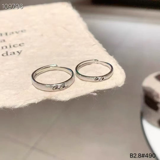 Hand-Engraved Ginkgo Leaf Couples Ring | 925 Sterling Silver • Eternal Unity 2 pieces