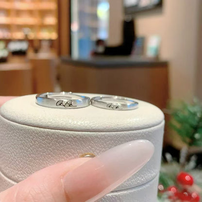 Hand-Engraved Ginkgo Leaf Couples Ring | 925 Sterling Silver • Eternal Unity 2 pieces
