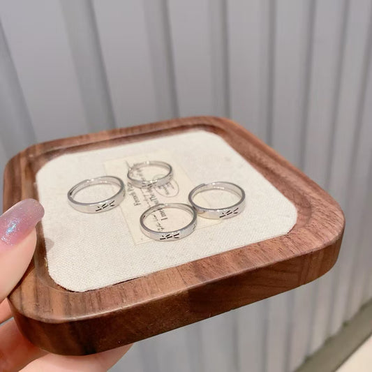 Eternal Growth Adjustable Couple Rings • Hand-Forged Bamboo Motif in Solid Silver 2 pieces