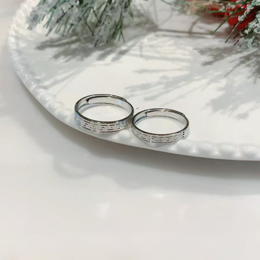 Eternal Knot Couples Ring • Hand-Engraved 925 Sterling Silver 2 pieces