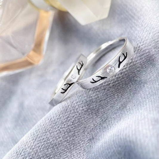 Handcrafted Deer Antler Couple Rings: "By Your Side" Series 2 pieces