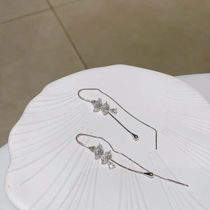 Boucles d'oreilles pendantes en argent sterling 925, fabriquées à la main, avec des accents de zircone – L'élégance de la nature, un éclat intemporel