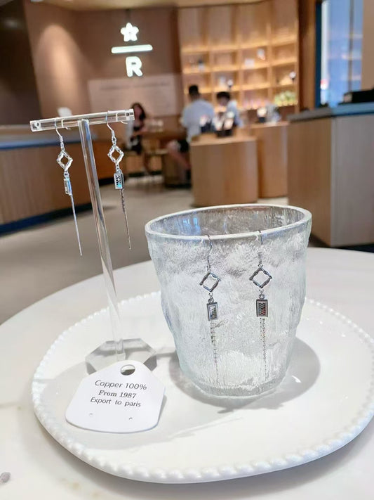 Boucles d'oreilles à pampilles de luxe « Gold Brick » en argent sterling 925 – Symbole de richesse éblouissant en zircon
