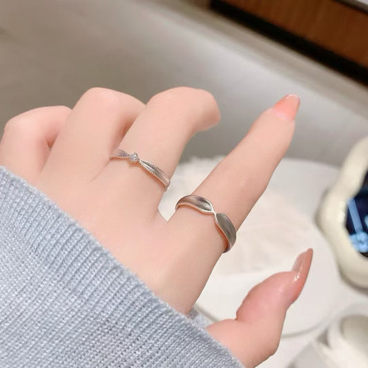 Eternal Trinity: Handmade 925 Silver "Three Lifetimes" Couple Rings with Zirconia 2 pieces