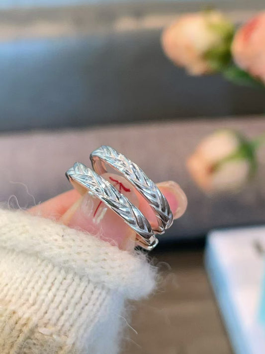 Handwoven Love: 925 Sterling Silver Braided Couple Rings – Two Souls, One Bond 2 pieces