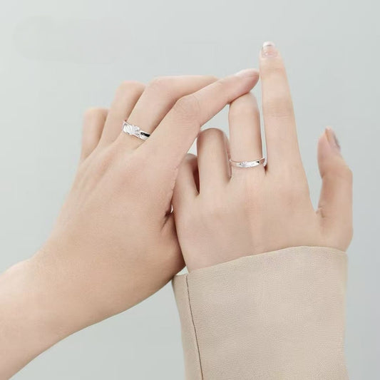 Timeless Union Handcrafted 925 Silver Ginkgo Leaf Couple Rings - Love That Grows 2 pieces