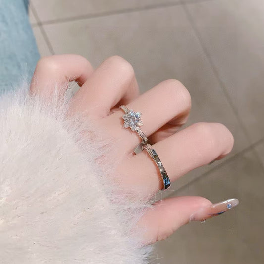One Carat Romance - Handcrafted 925 Silver Couple Rings with Zirconia 2 pieces