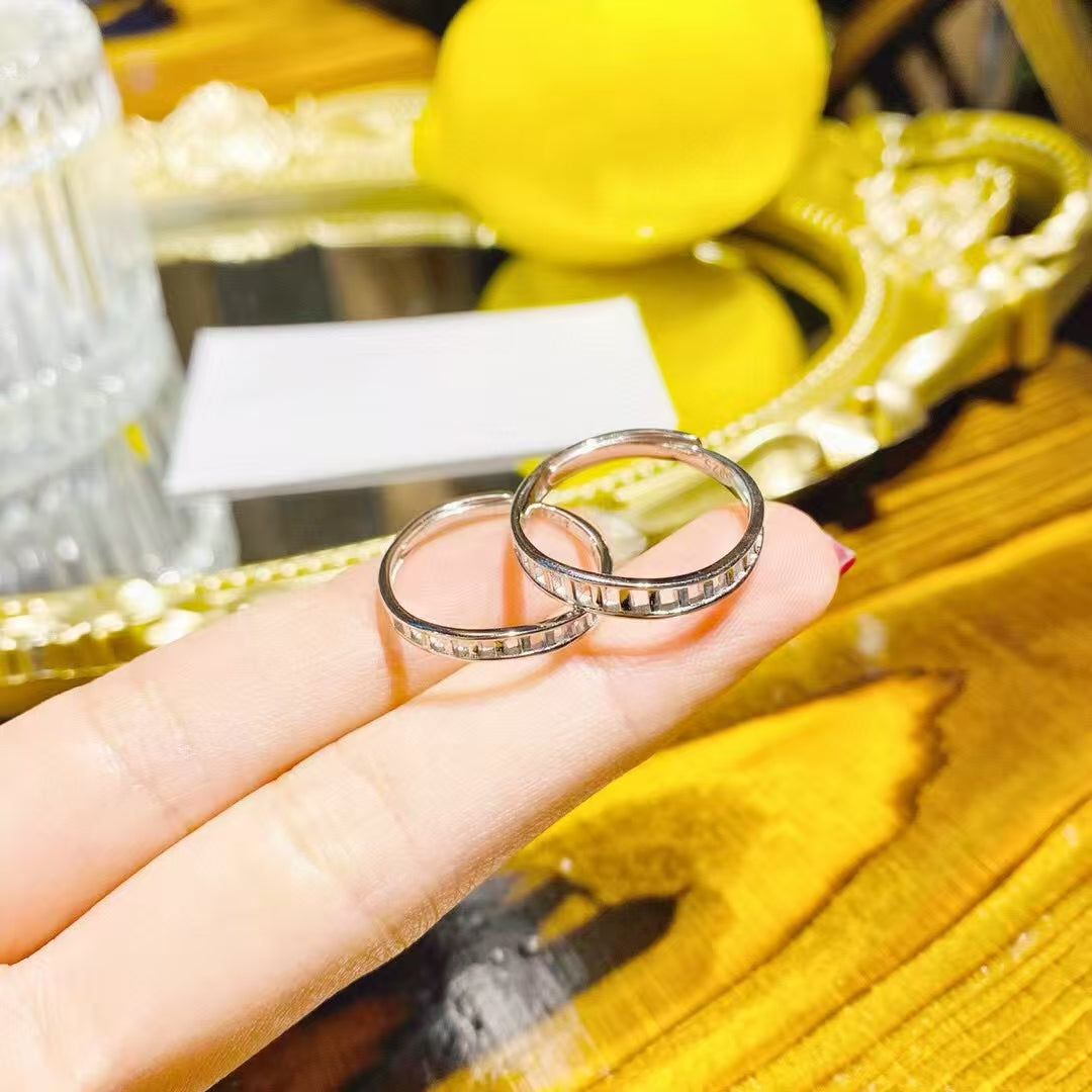 Breath of Love - Handmade 925 Sterling Silver Openwork Couple Rings 2 pieces