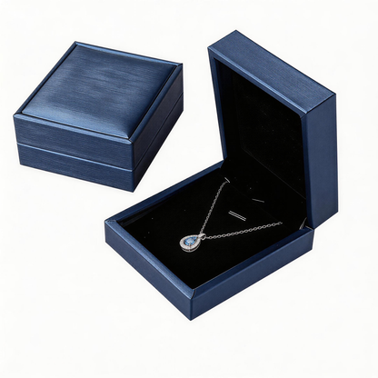 Leweivi™ S990 Sterling Silver "Blue Ocean Tear" Necklace - Romantic Heart-Shaped Blue Zircon Pendant for Women