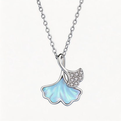 Leweivi S925 Sterling Silver Ginkgo Leaf Necklace - Dreamy Nature-Inspired Pendant for Women
