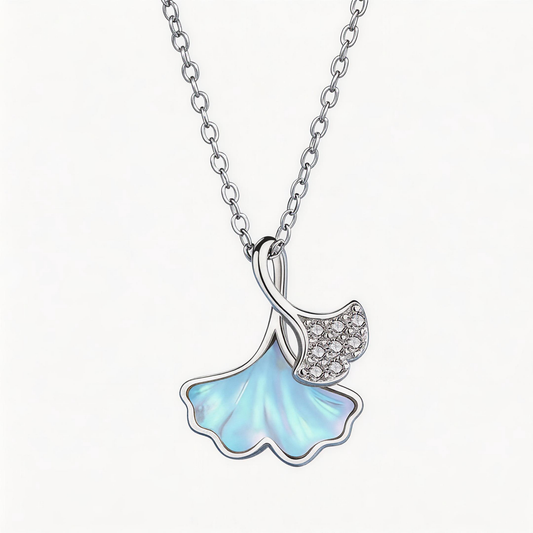 Leweivi S925 Sterling Silver Ginkgo Leaf Necklace - Dreamy Nature-Inspired Pendant for Women