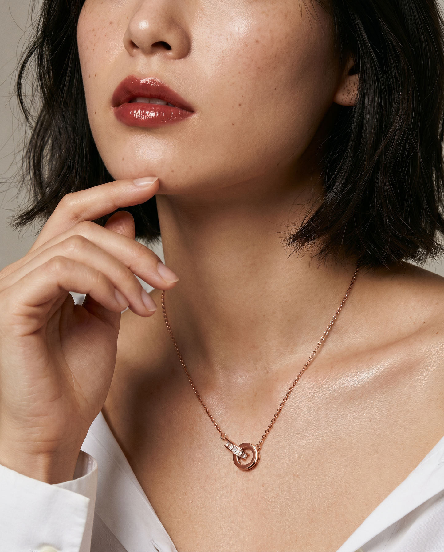 Leweivi™ Eternal Connection Interlocking Circles Necklace - S925 Silver Rose Gold Plated Elegant Jewelry