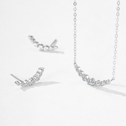 Smiling Zircon Jewelry Set - Sterling Silver Earrings & Necklace