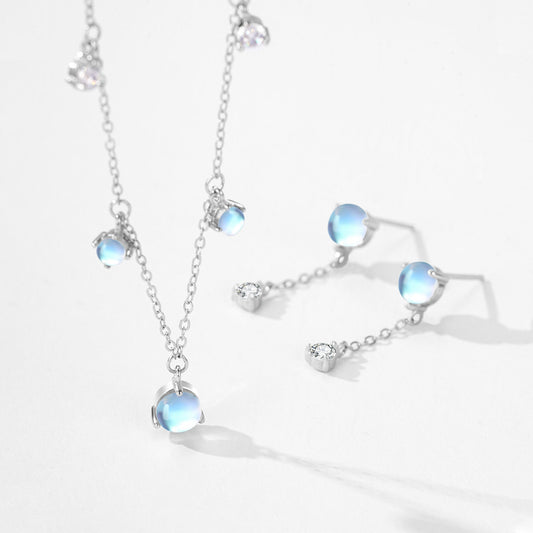 Enchanted Moonstone Jewelry Set – Sterling Silver Earrings & Necklace