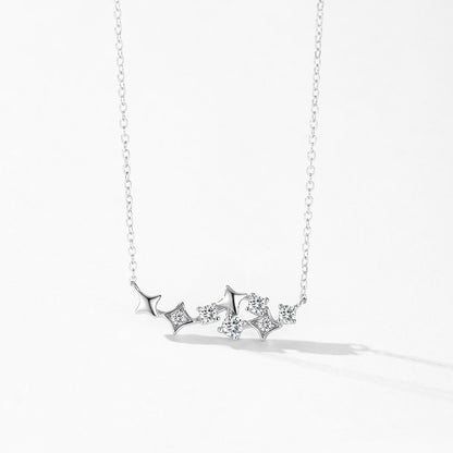 Happy Star Jewelry Set - Smiling Zircon Sterling Silver Earrings & Necklace