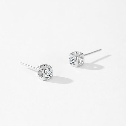 Minimalist Square Jewelry Set - Zircon Sterling Silver Earrings, Bracelet & Necklace