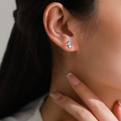 Moonlight Radiance Jewelry Set - Round Moonstone & Zircon Earrings & Necklace