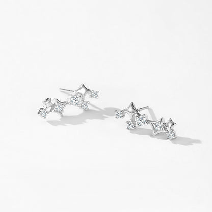 Happy Star Jewelry Set - Smiling Zircon Sterling Silver Earrings & Necklace