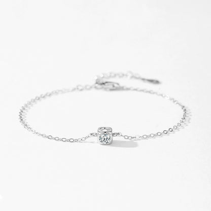 Minimalist Square Jewelry Set - Zircon Sterling Silver Earrings, Bracelet & Necklace