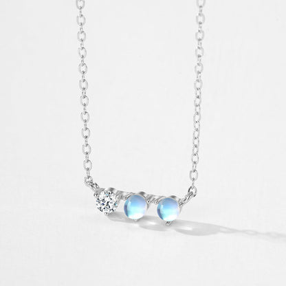Celestial Bar Jewelry Set – Moonstone & Zircon Sterling Silver Earrings & Necklace