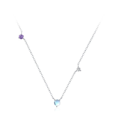 Luna Glow Jewelry Set - Moonstone & Zircon Sterling Silver Earrings & Necklace