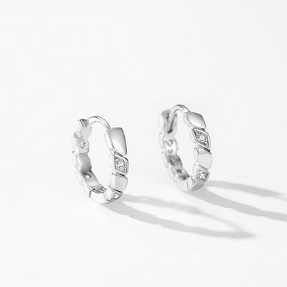 Geometric Elegance Jewelry Set - Diamond-Cut Zircon Sterling Silver Earrings & Necklace