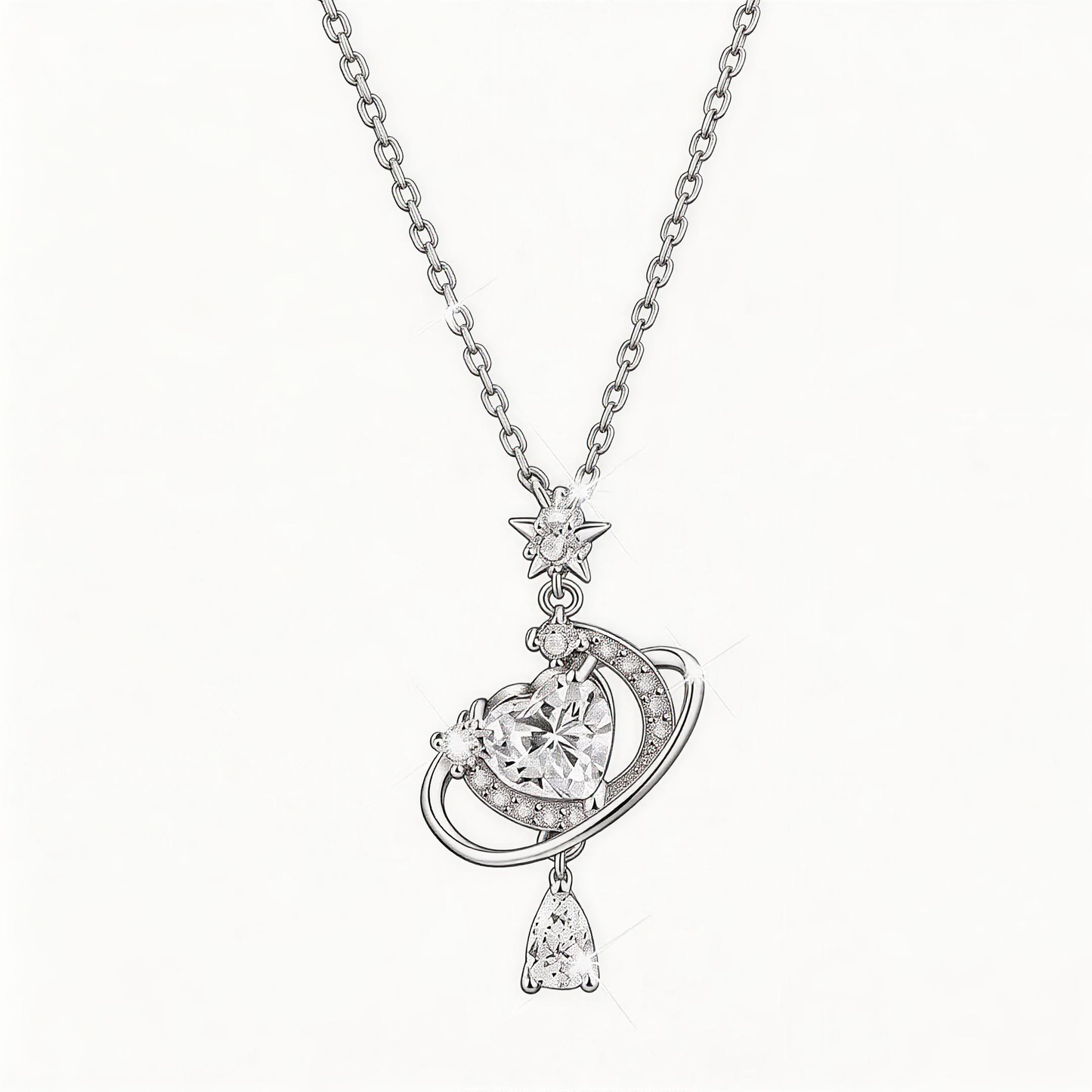 Leweivi™ To the Moon and Back" S990 Silver Starry Night Necklace - Romantic Gift for Sensitive Skin