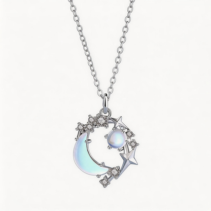 Leweivi™ Romantic Starry Night Moon Necklace in S925 Silver - Elegant Galaxy Jewelry for Her