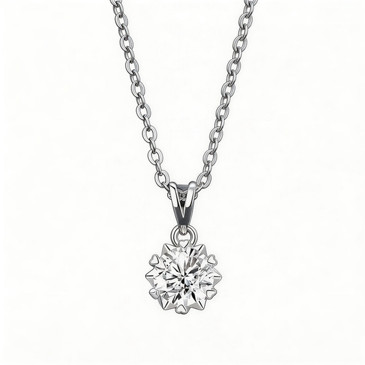 Leweivi™ 1 Carat Moissanite Diamond Necklace - S990 Pure Sterling Silver Solitaire Pendant